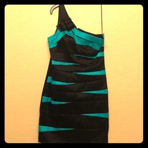Black/Teal Mini Dress
